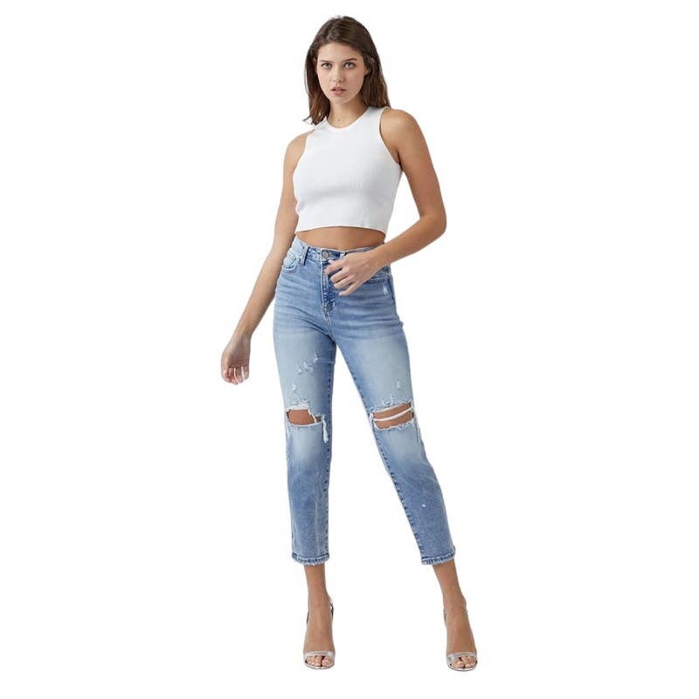 Risen High Rise Distressed Mom Jeans - Picture 6 of 8